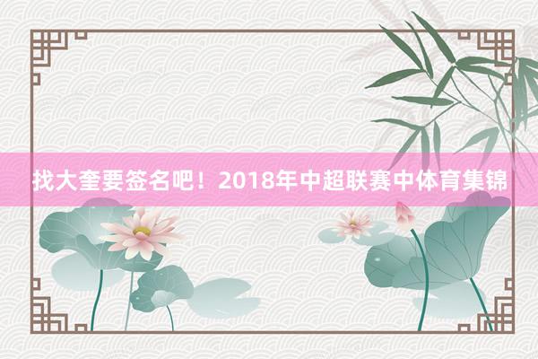 找大奎要签名吧！2018年中超联赛中体育集锦