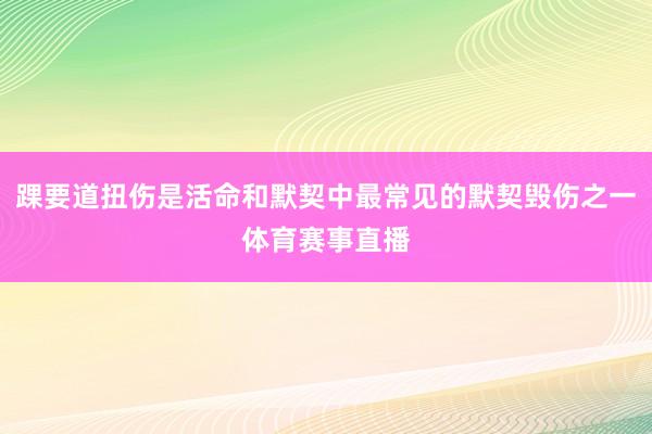 踝要道扭伤是活命和默契中最常见的默契毁伤之一体育赛事直播